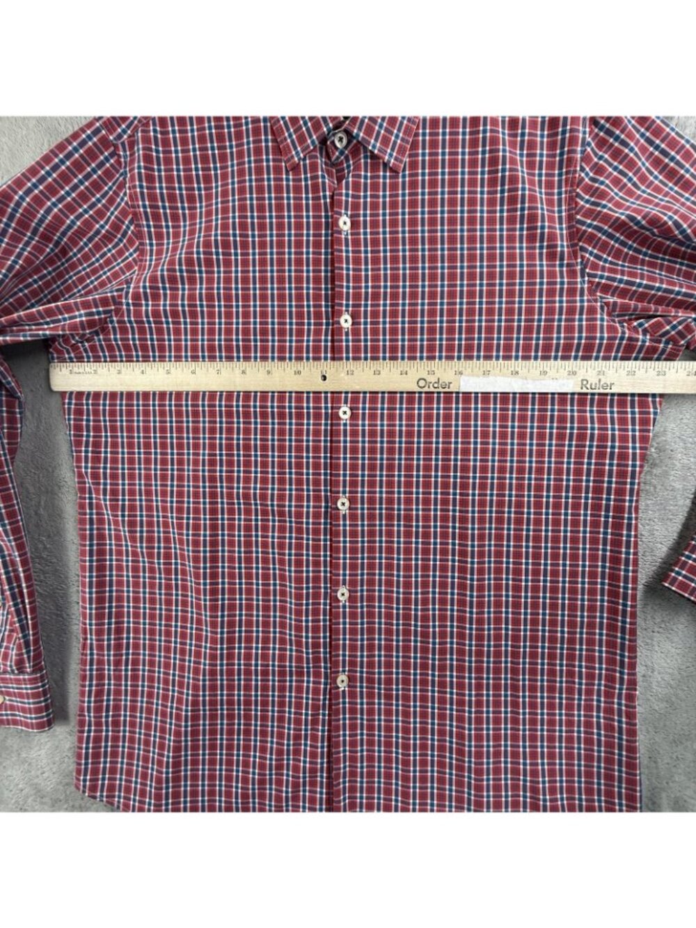 Quieti Shirt Mens Large Red Plaid Stretch Button Up Long Sleeve Performance - Picture 6 of 13